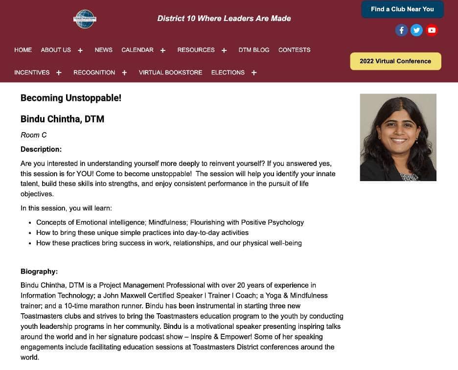 District 10 Toastmasters Spring Conference – Speaker Session Engagement