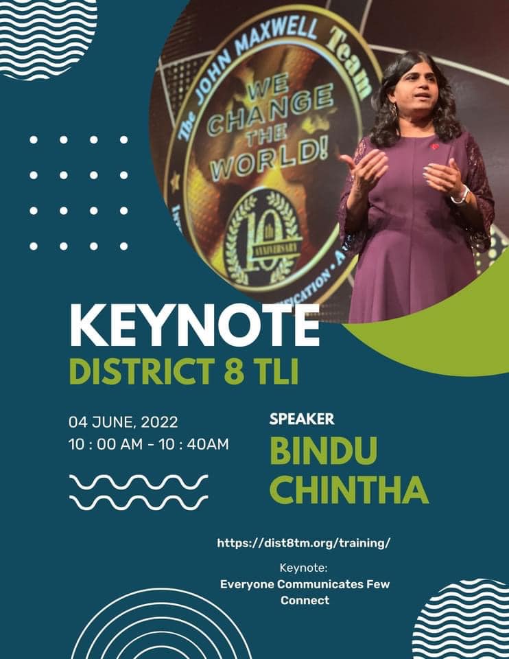 Everyone Communicates, Few Connect keynote at District 8 Toastmasters Conference