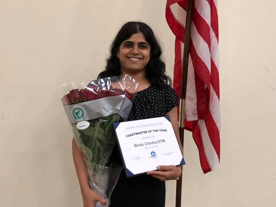 Toastmaster of the Year Award 2018 – award presentation at Airport Toastmasters