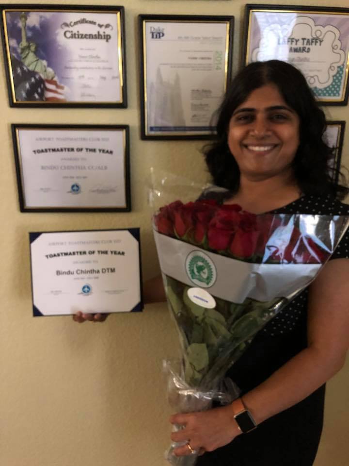 Toastmaster of the Year Award 2018 – group celebration with club members